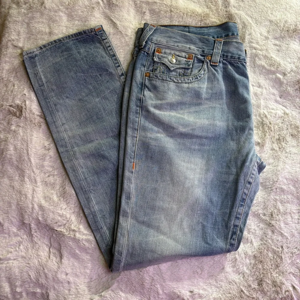 True Religion Light Blue Straight Jeans, Size 40